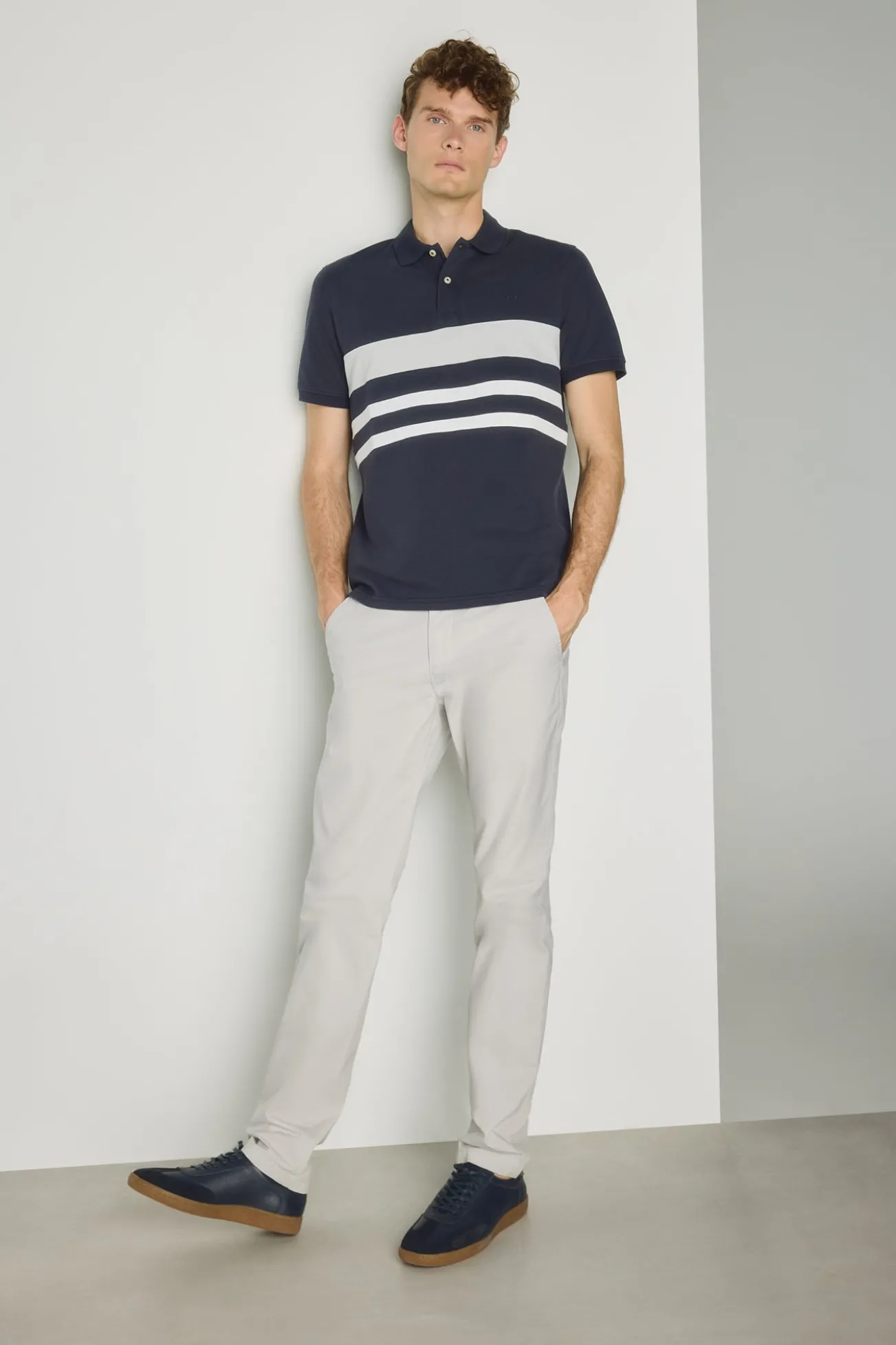 Polo de riscas de manga curta