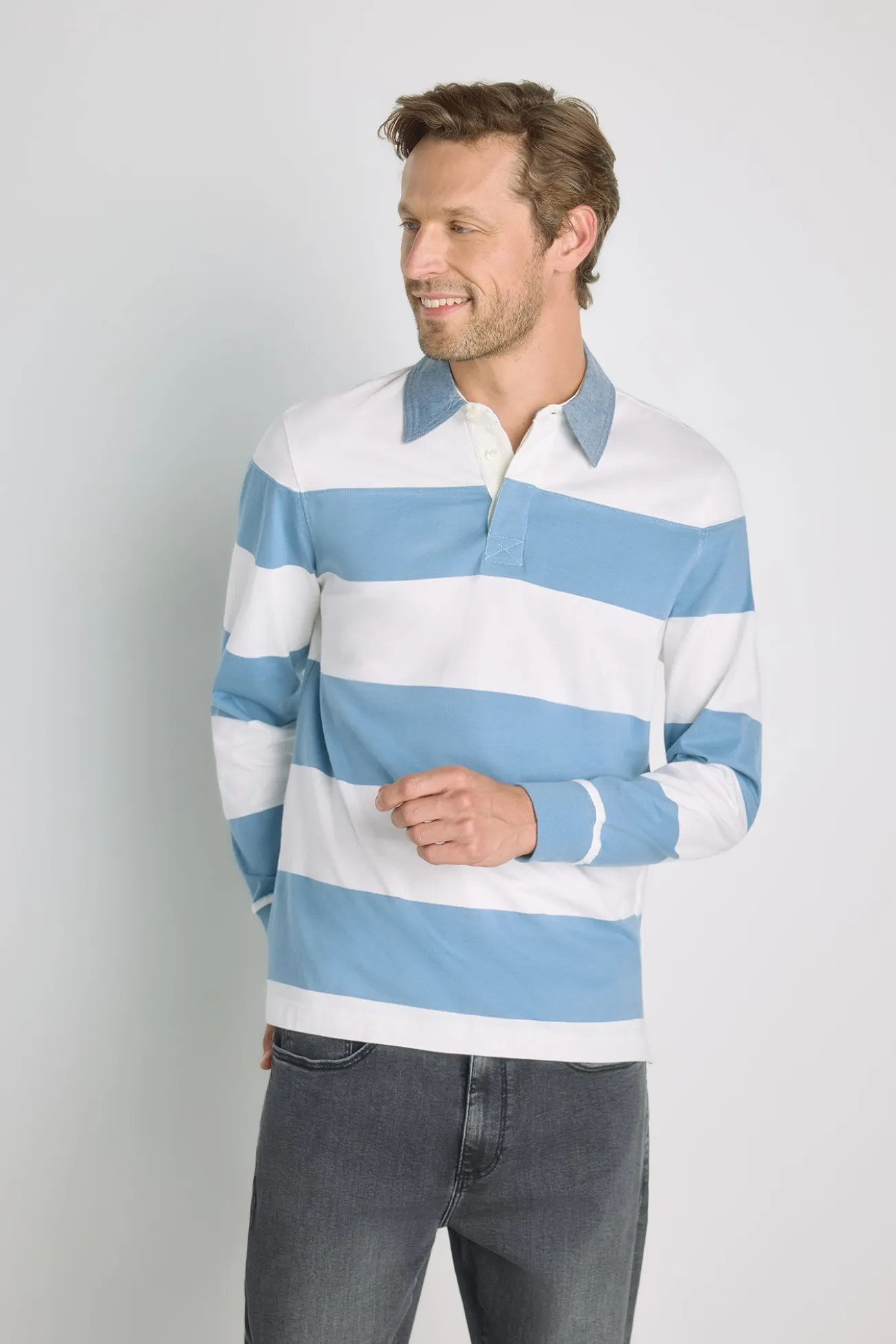 Polo de riscas manga comprida