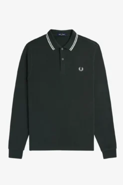 Polo piqué de manga comprida masculina