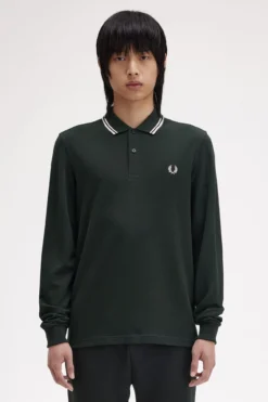 Polo piqué de manga comprida masculina