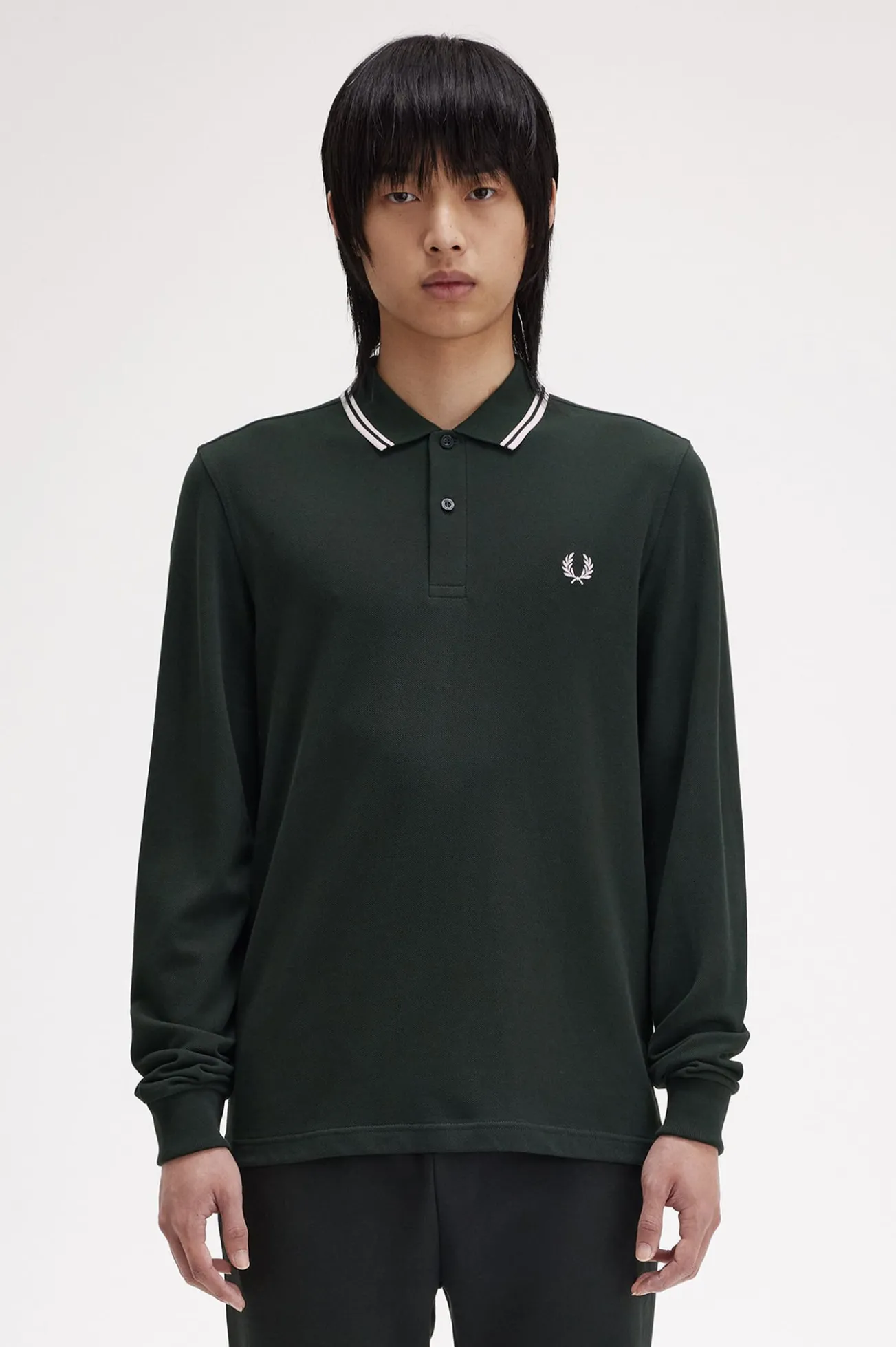 Polo piqué de manga comprida masculina