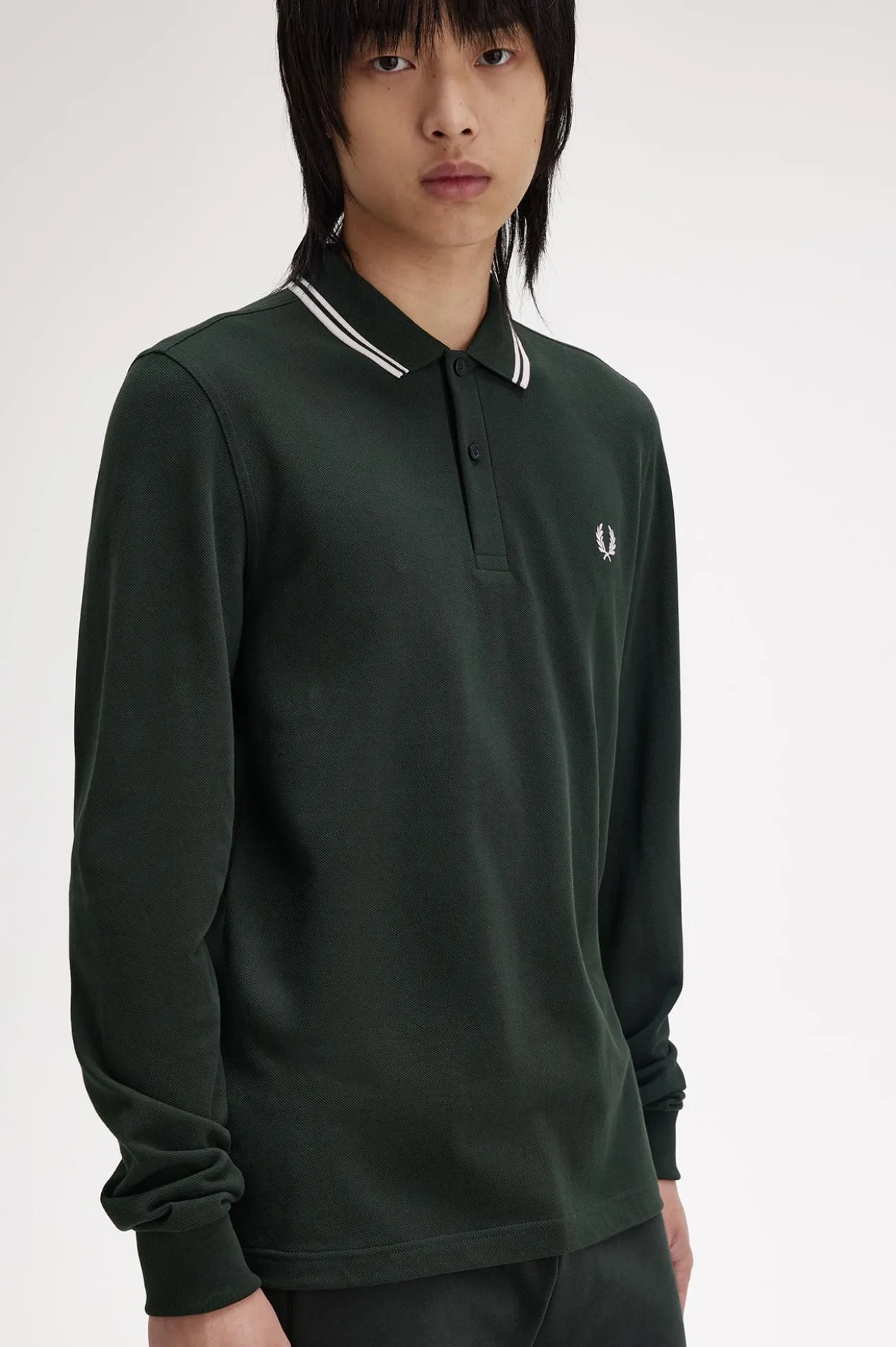 Polo piqué de manga comprida masculina