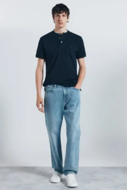 Polo piqué gola mao slim fit