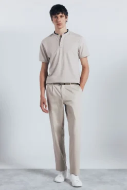 Polo piqué gola mao slim fit