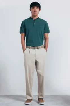 Polo piqué gola mao slim fit