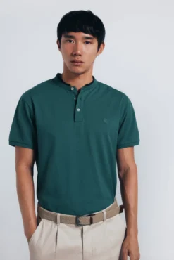 Polo piqué gola mao slim fit