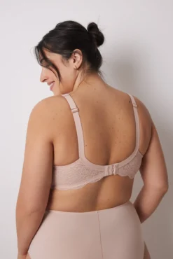REAL Sutiã renda de renda e microfibra rosa