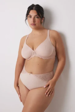 REAL Sutiã renda de renda e microfibra rosa