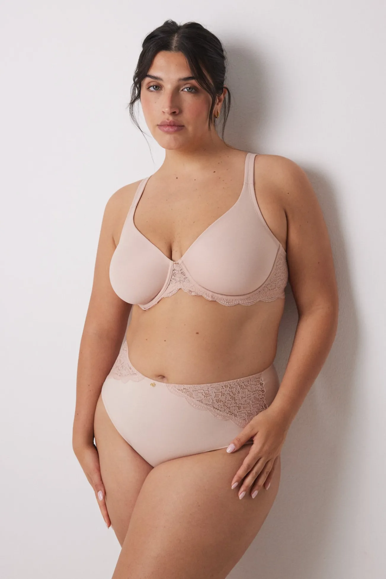 REAL Sutiã renda de renda e microfibra rosa