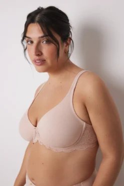 REAL Sutiã renda de renda e microfibra rosa