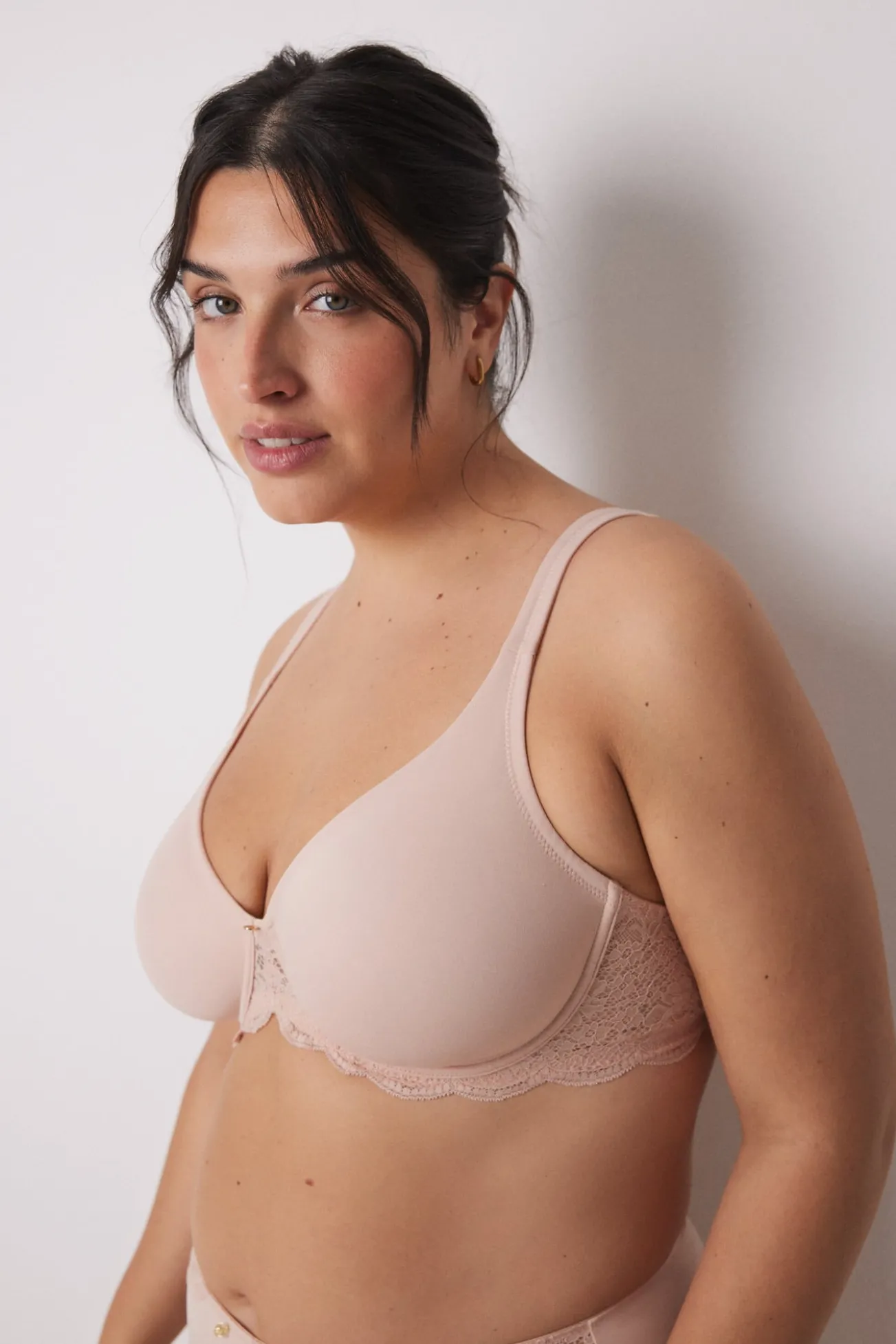 REAL Sutiã renda de renda e microfibra rosa