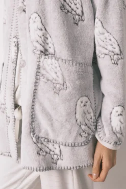 Robe curto de tecido polar com pelo cinzento