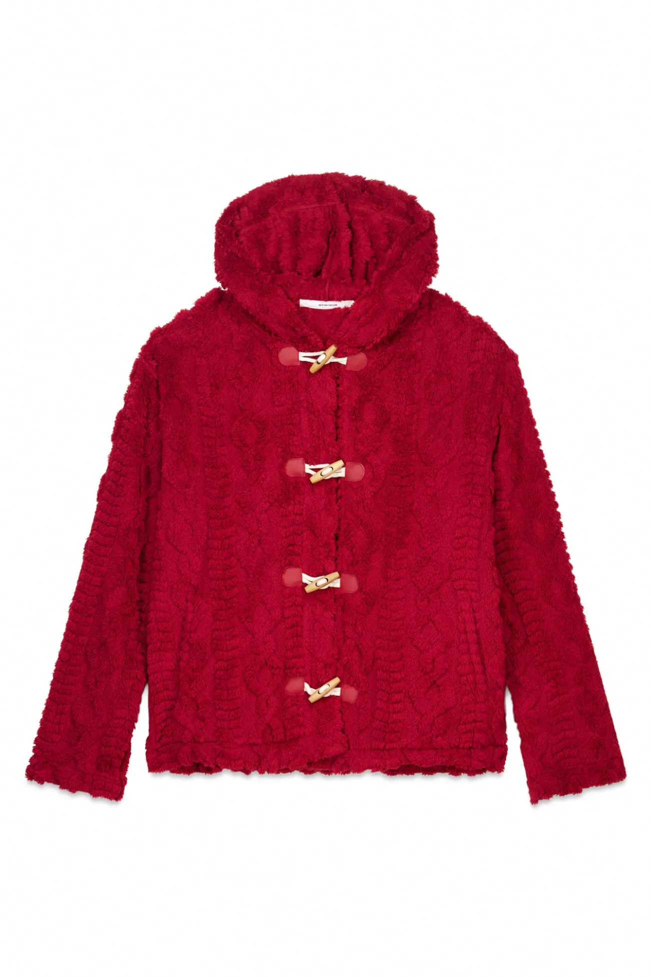 Robe curto polar com capuz suave vermelho