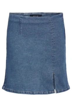 Saia curta denim com abertura lateral