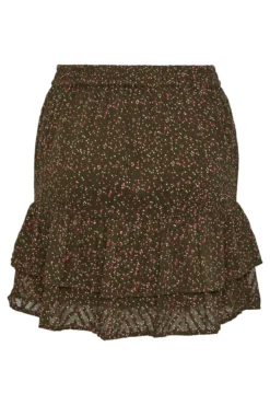 Saia curta estampada com folhos