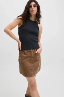 Saia de veludo cotelê slim fit