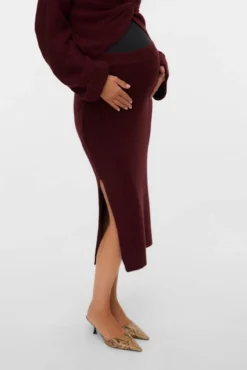 Saia midi de malha para maternity