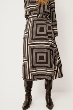 Satin-finish midi skirt
