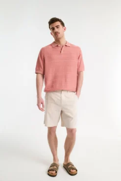 Shorts calças chino estruturados de linho