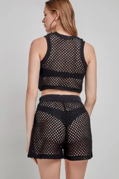 Shorts de crochet preto