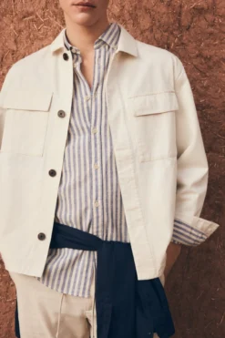 Sobrecamisa de linho e algodão com corte overshirt
