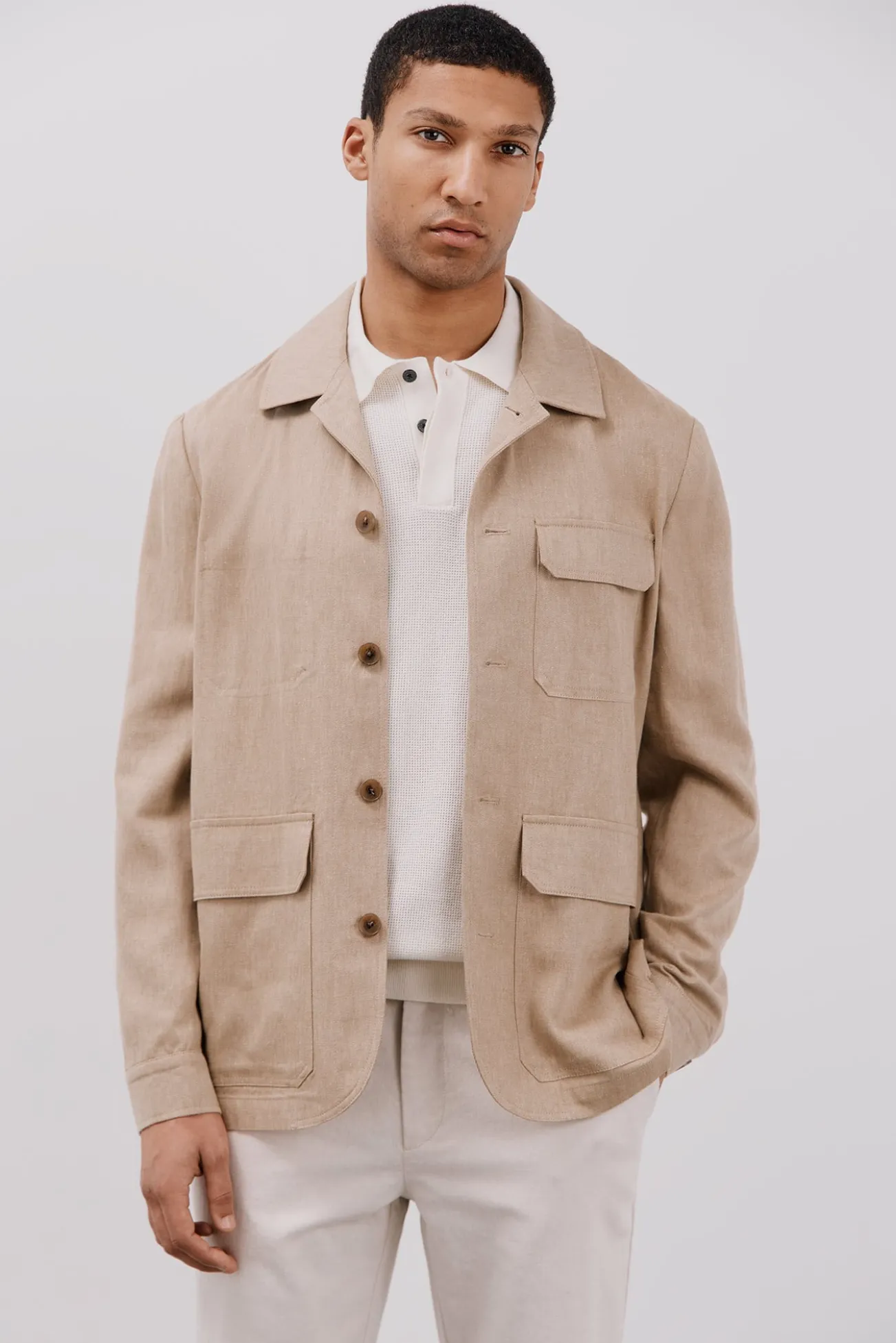 Sobrecamisa de linho e tencel