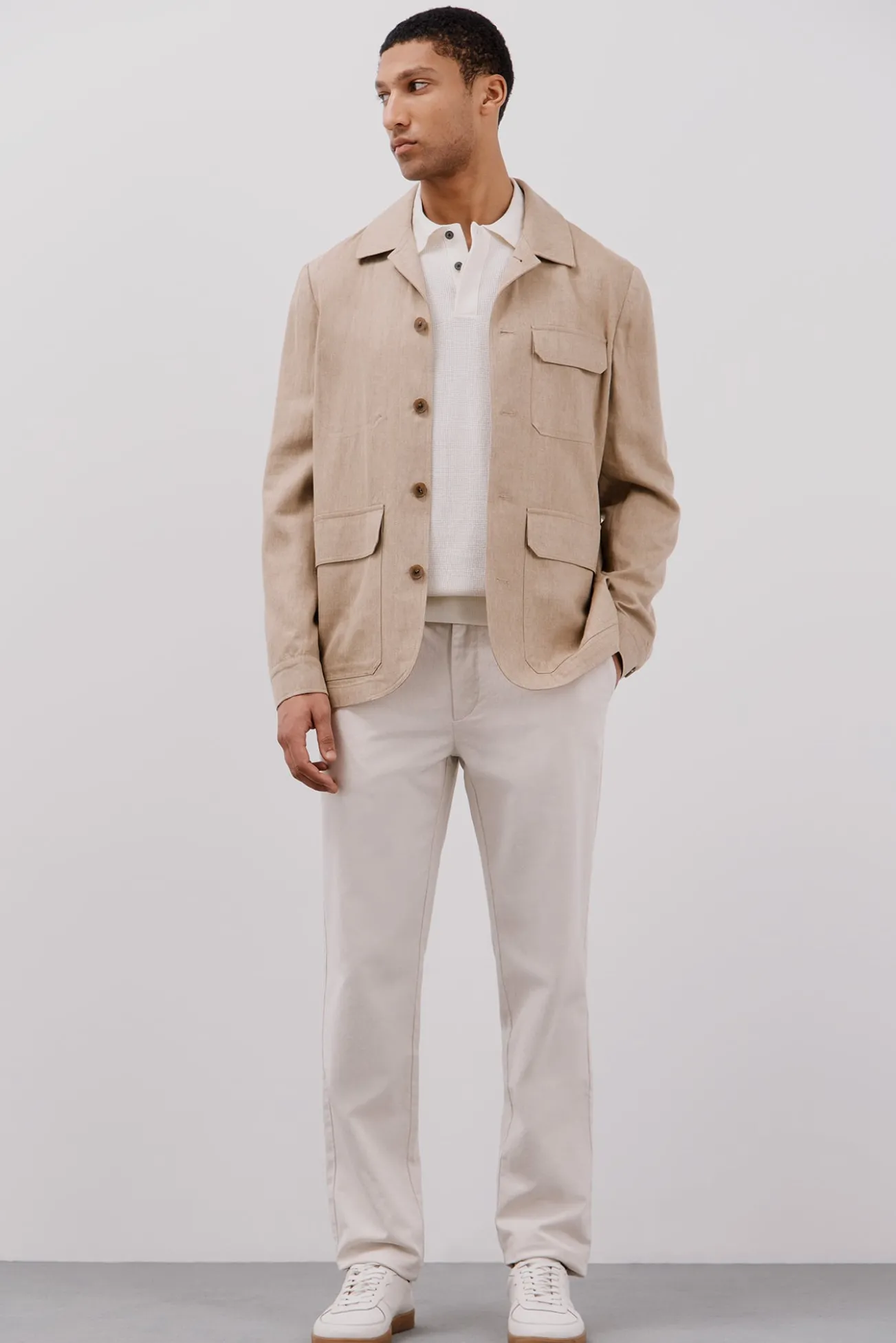 Sobrecamisa de linho e tencel