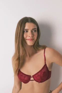 Soutien balconette PRETTY tule vermelho brilho