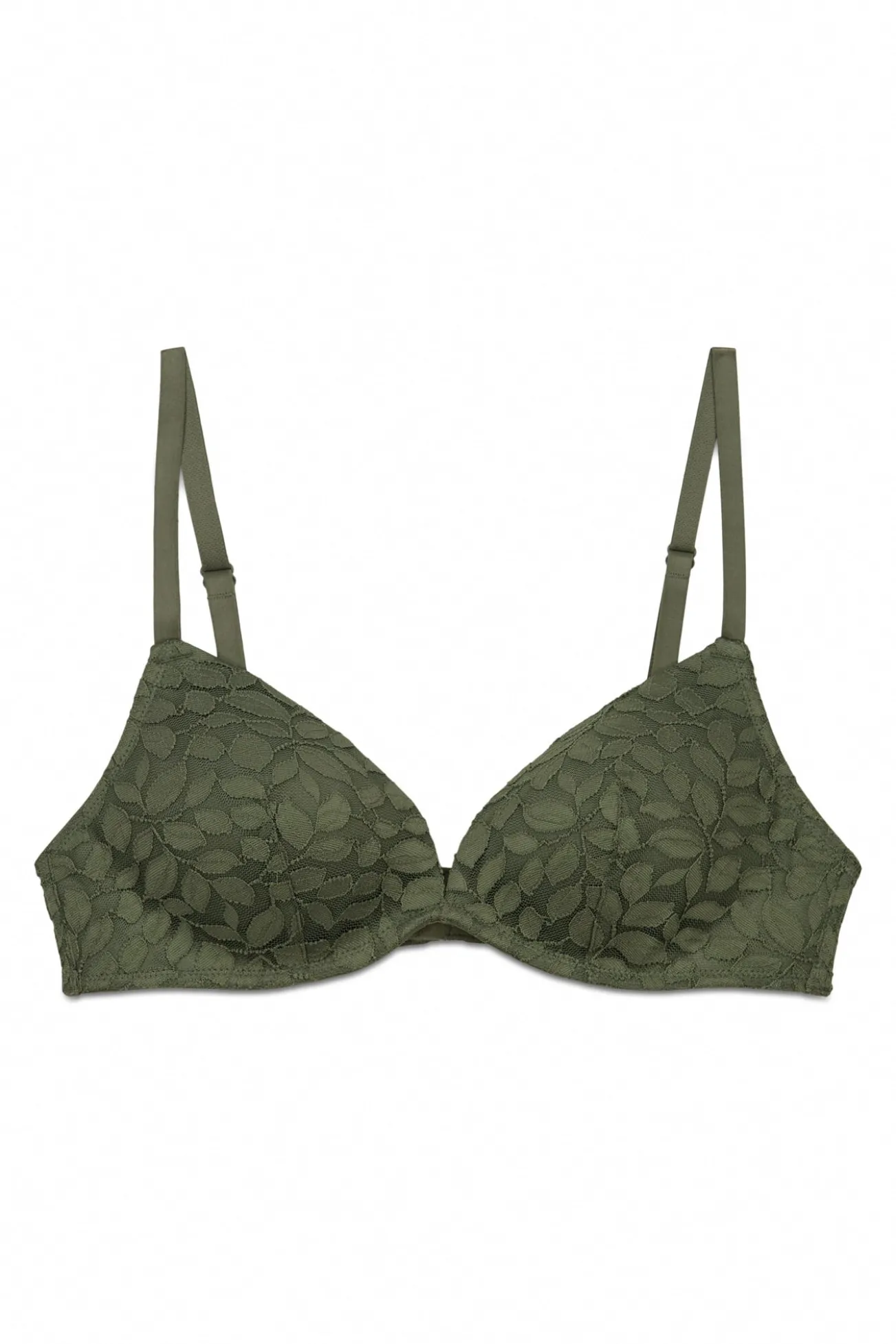 Soutien triangular CHARMING com enchimento em renda caqui