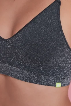 Soutien triangular de lurex sem costura preto