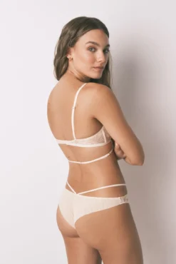 Soutien triangular de renda nude NATURAL