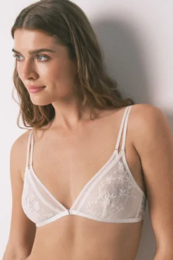 Soutien triangular NATURAL com renda branca