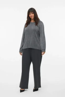 Suéter canelado lurex plus size