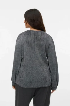 Suéter canelado lurex plus size