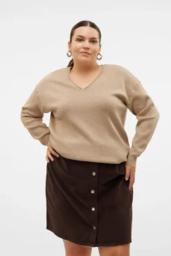Suéter de manga comprida malha plus size