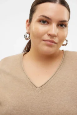 Suéter de manga comprida malha plus size