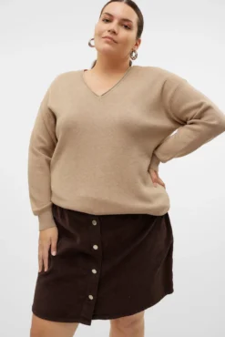 Suéter de manga comprida malha plus size
