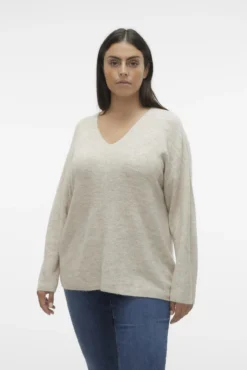 Suéter de manga comprida malha plus size