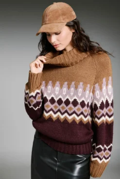 Suéter jacquard de gola alta