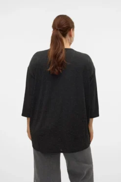 Suéter plus size lurex com gola em bico