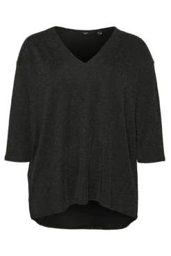 Suéter plus size lurex com gola em bico