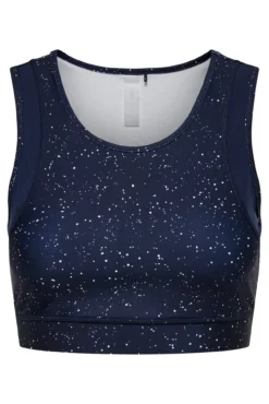 Sutiã esportivo com efeito metálico, azul marinho
