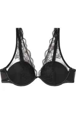 Sutiã halter preto em cetim e tule
