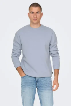 Sweatshirt básico masculino com gola redonda