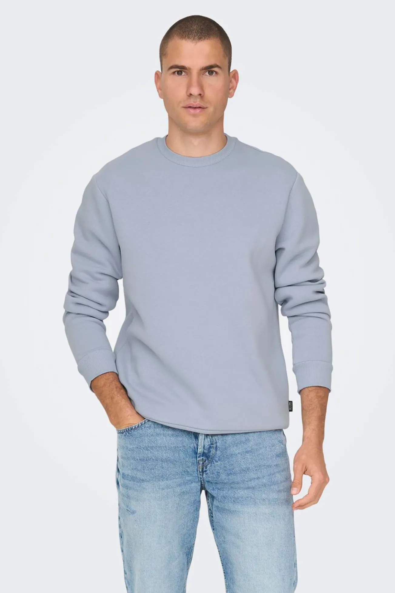 Sweatshirt básico masculino com gola redonda