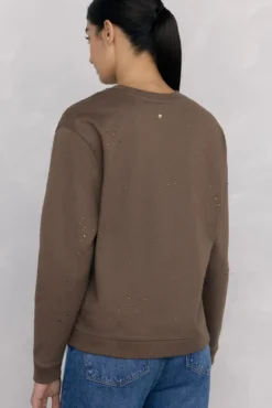 Sweatshirt com detalhe de miçangas