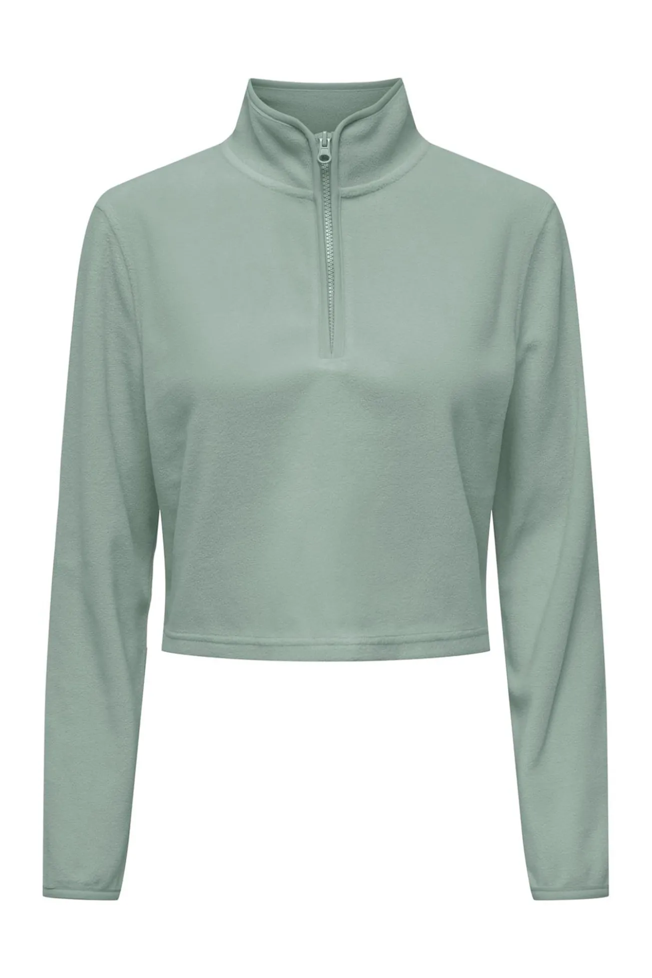 Sweatshirt cropped com gola com fecho-éclair