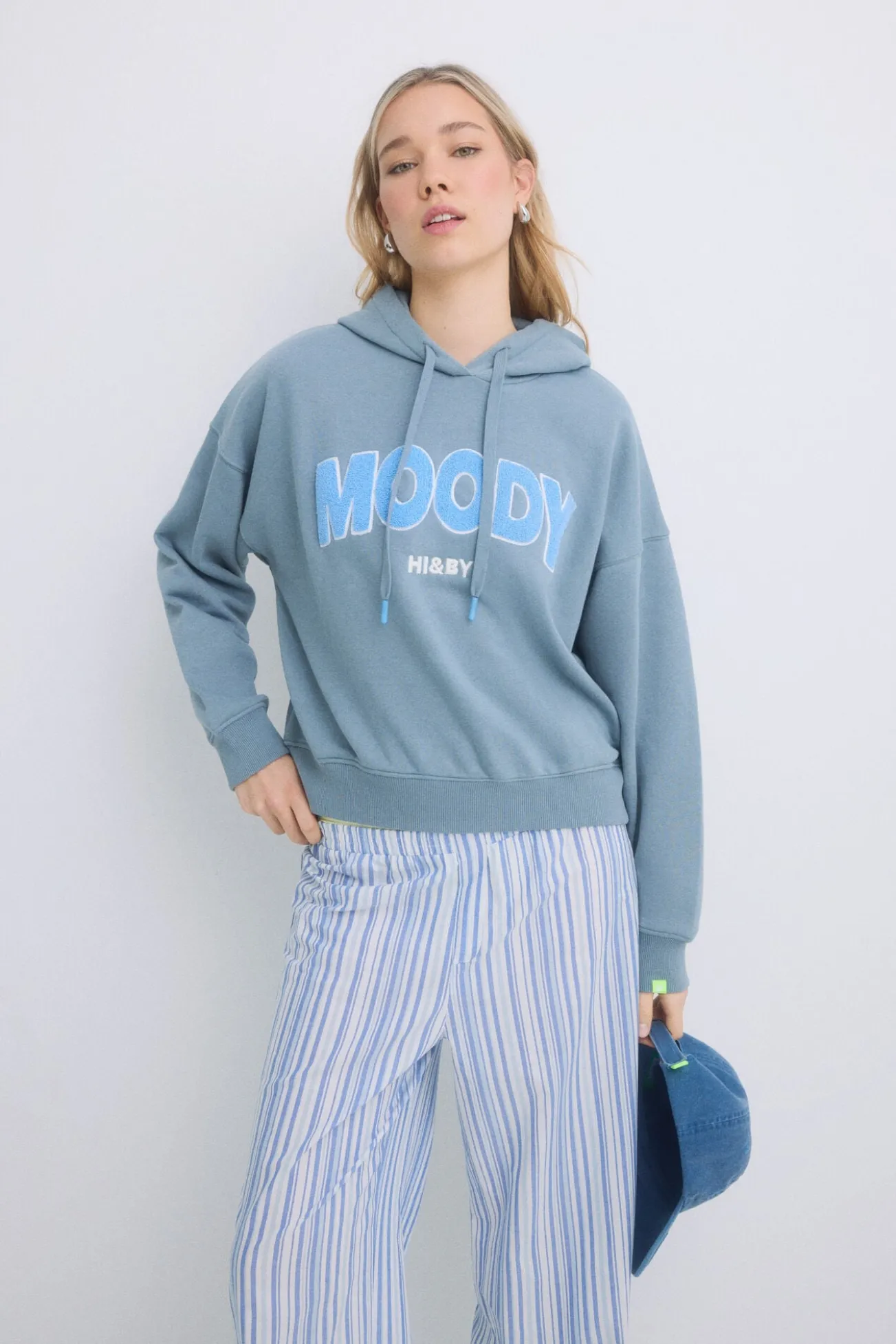 Sweatshirt de capuz de algodão cinza