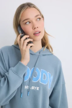 Sweatshirt de capuz de algodão cinza