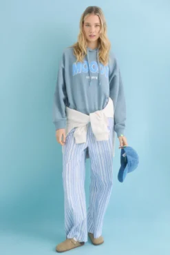Sweatshirt de capuz de algodão cinza